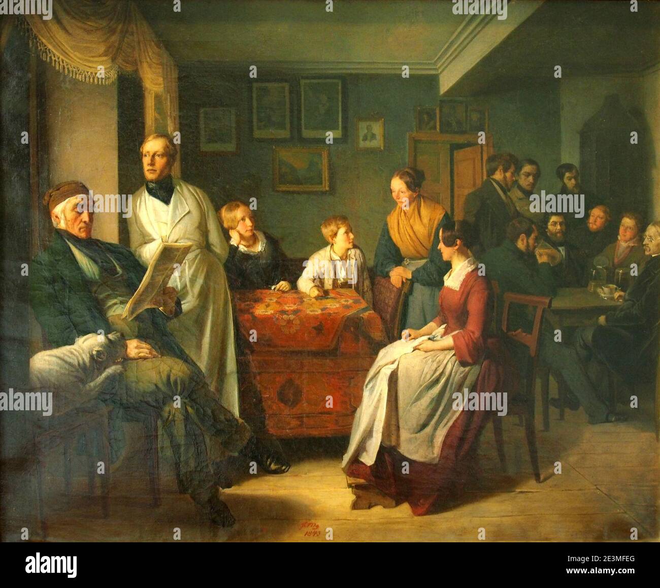 Martersteig Familie in Gaststube Stockfoto