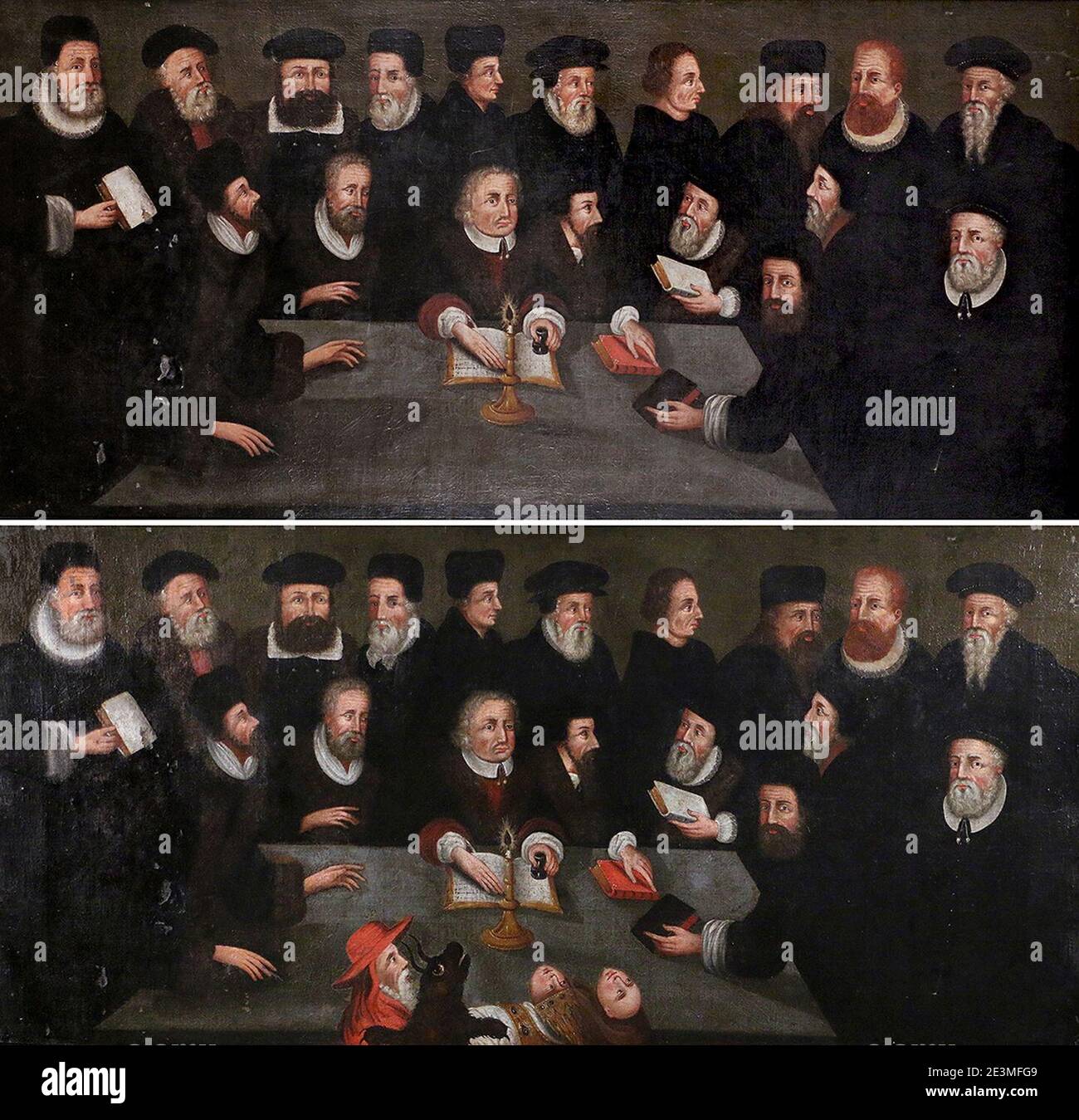 Martin Luther und Reformatoren - die Kerze ist angezündet, wir dürfen nicht ausblasen - 04-beide-vergleichen-sauber-Malerei. Stockfoto