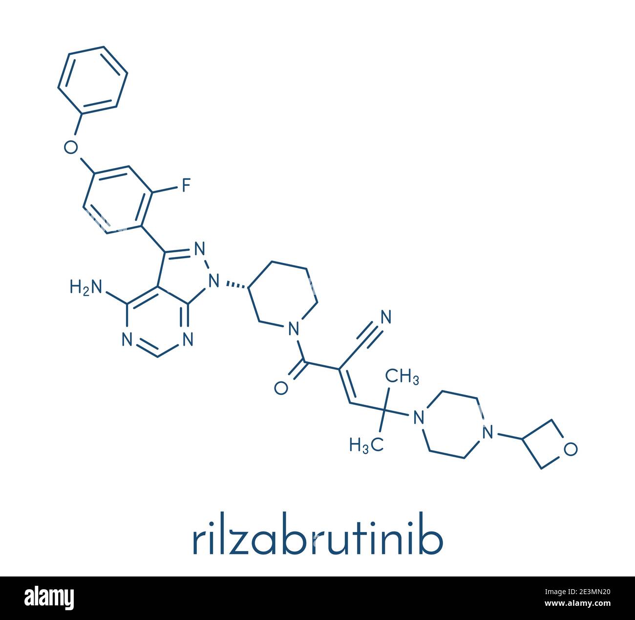 Rilzabrutinib-Molekül. Skelettformel. Stock Vektor