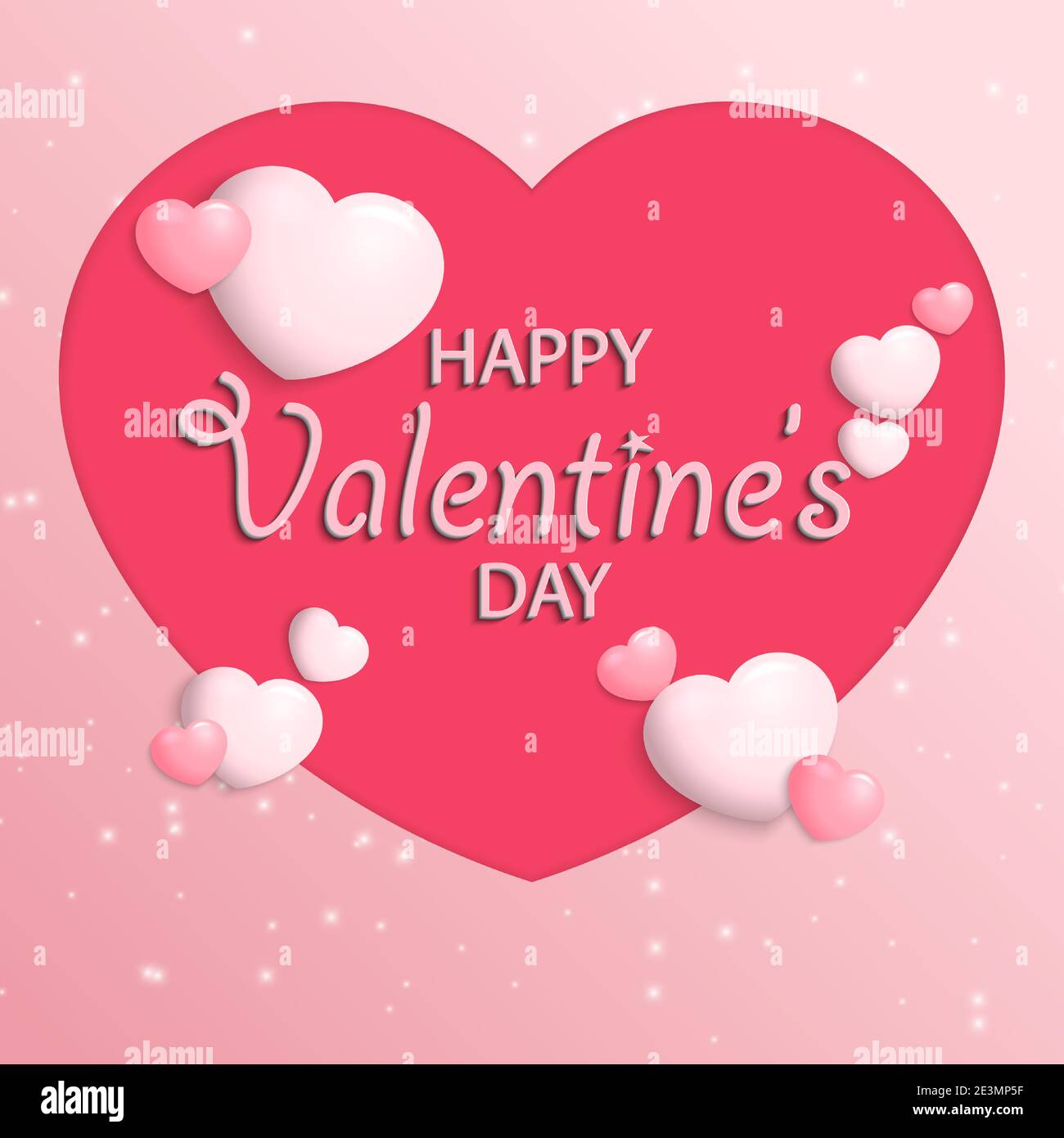 Happy Valentines Day.Grußkarte Hintergrund mit 3d-Text-Effekt.Papierkunst Stil.Vektorgrafik.EPS10 Stock Vektor