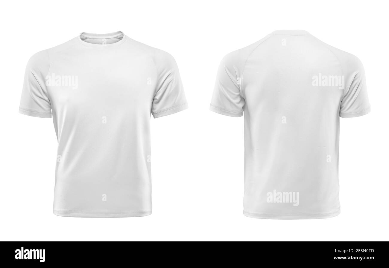 Weiße T-Shirts vorne und hinten als Design-Vorlage verwendet. Stockfoto