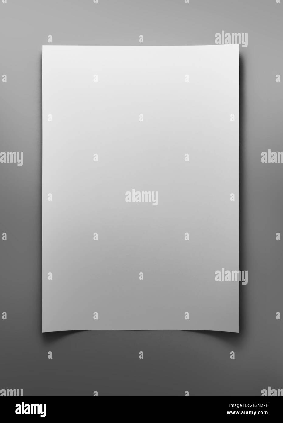 Leeres Blatt weißes Papier auf grauem Hintergrund mit Ausschnitt Pfad Stockfoto