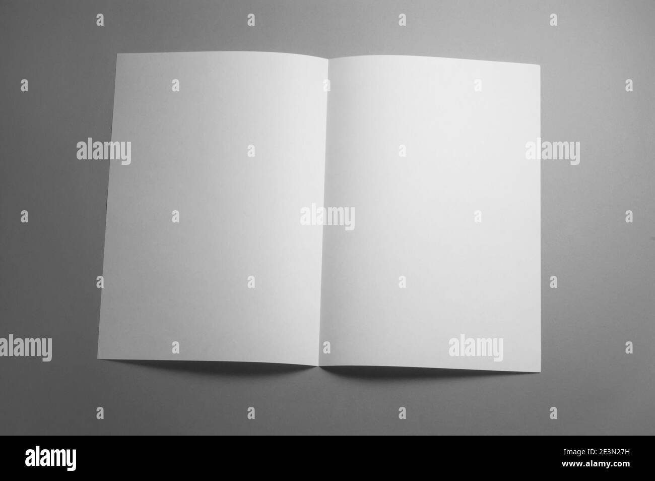 Leere Broschüre Magazin isoliert auf grau Stockfoto