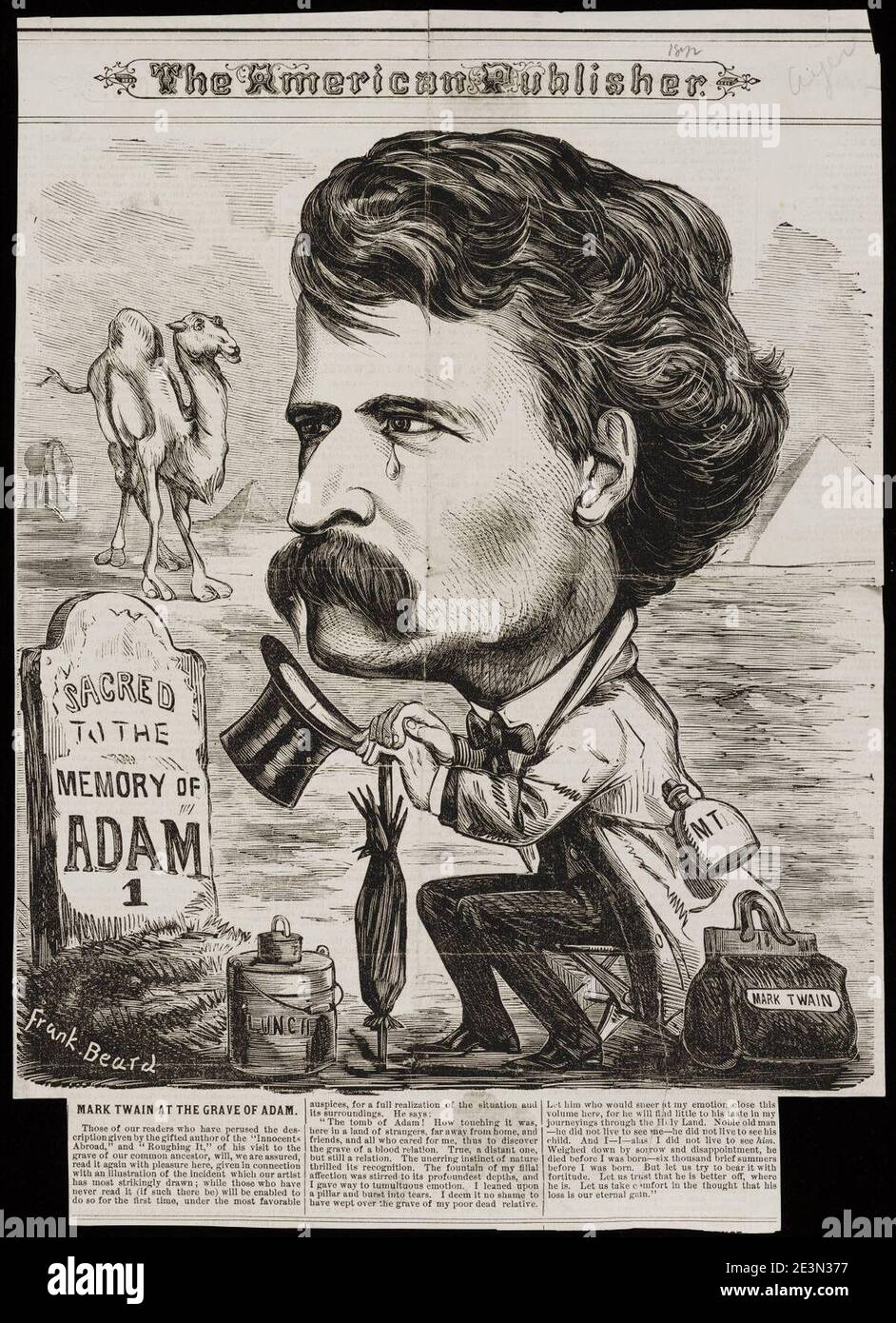 Mark Twain am Grab Adams von Frank Beard 1872. Stockfoto