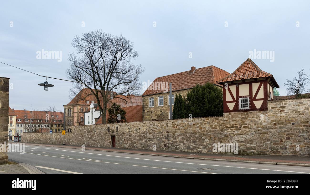 Ruhige Innenstadtstraßen von Hildesheim wegen Coronavirus-Sperre Stockfoto