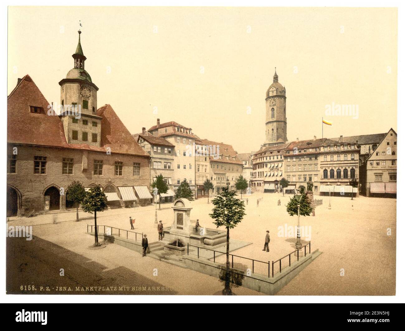 Marktplatz und Bismarckbrunnen, Jena, Thüringen, Deutschland- Stockfoto