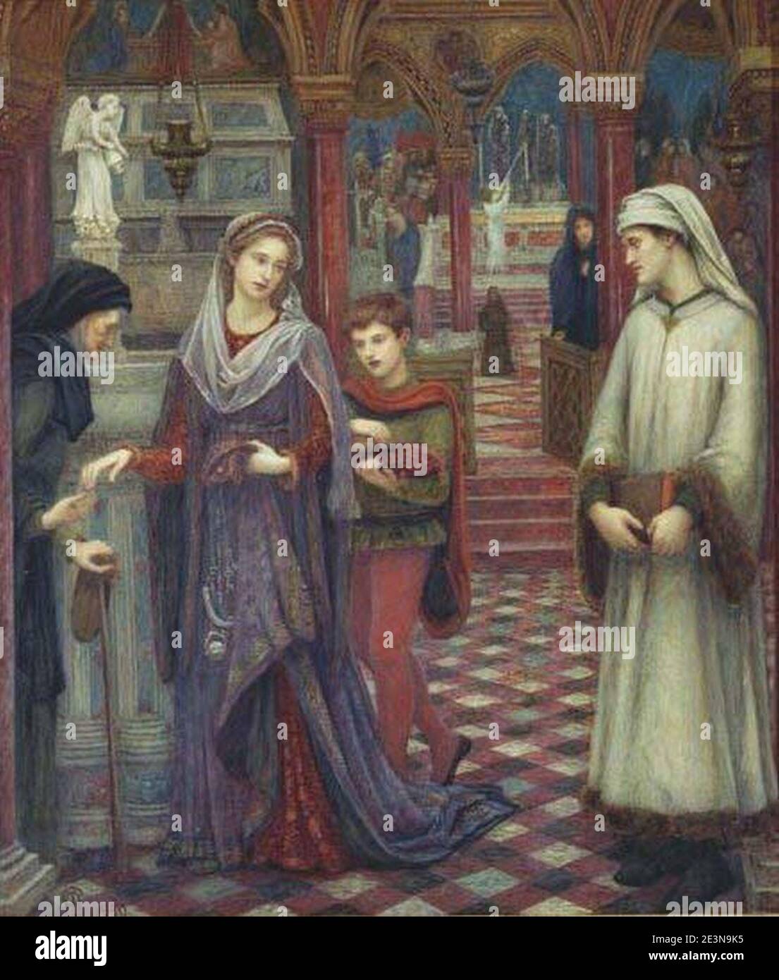 Marie Spartali Stillman - das erste Treffen von Petrarca und Laura. Stockfoto