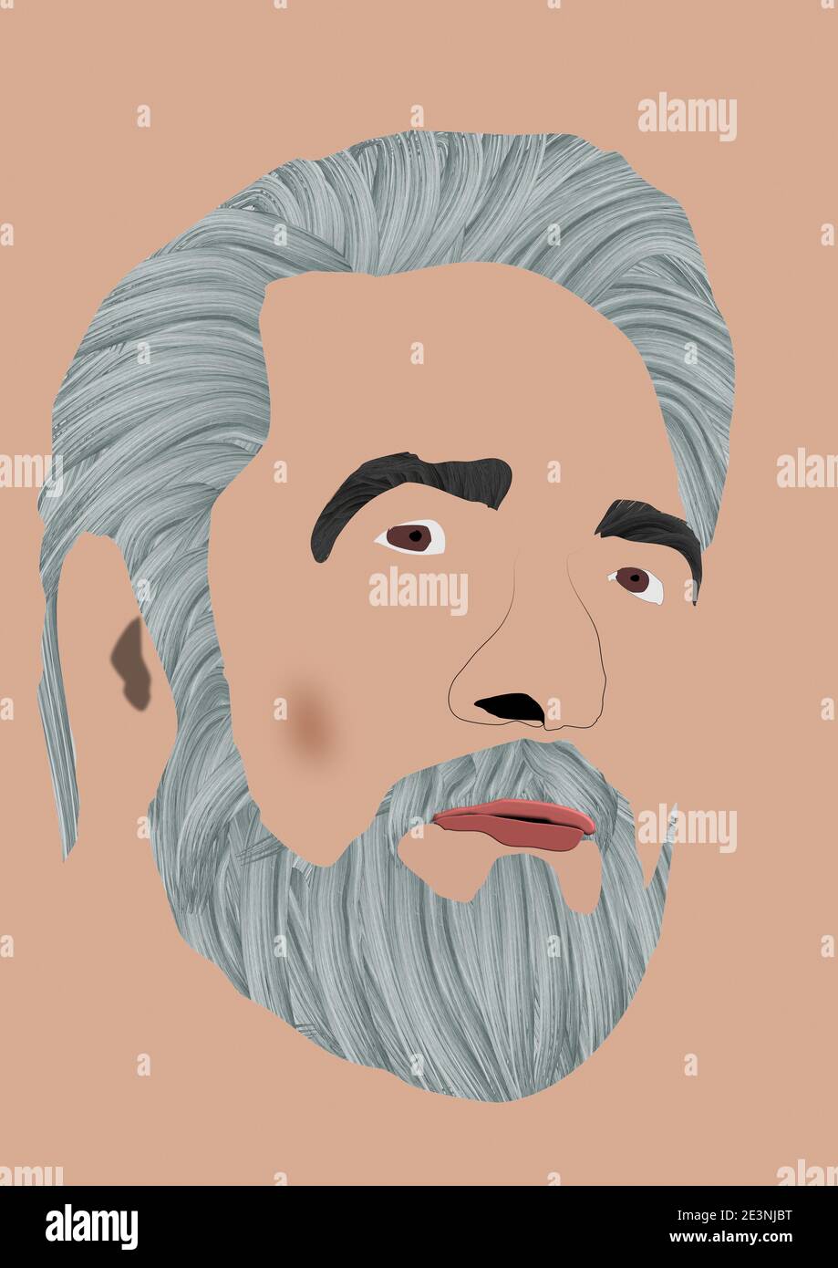 Tenor Placido Domingo Portrait Illustration. Stockfoto