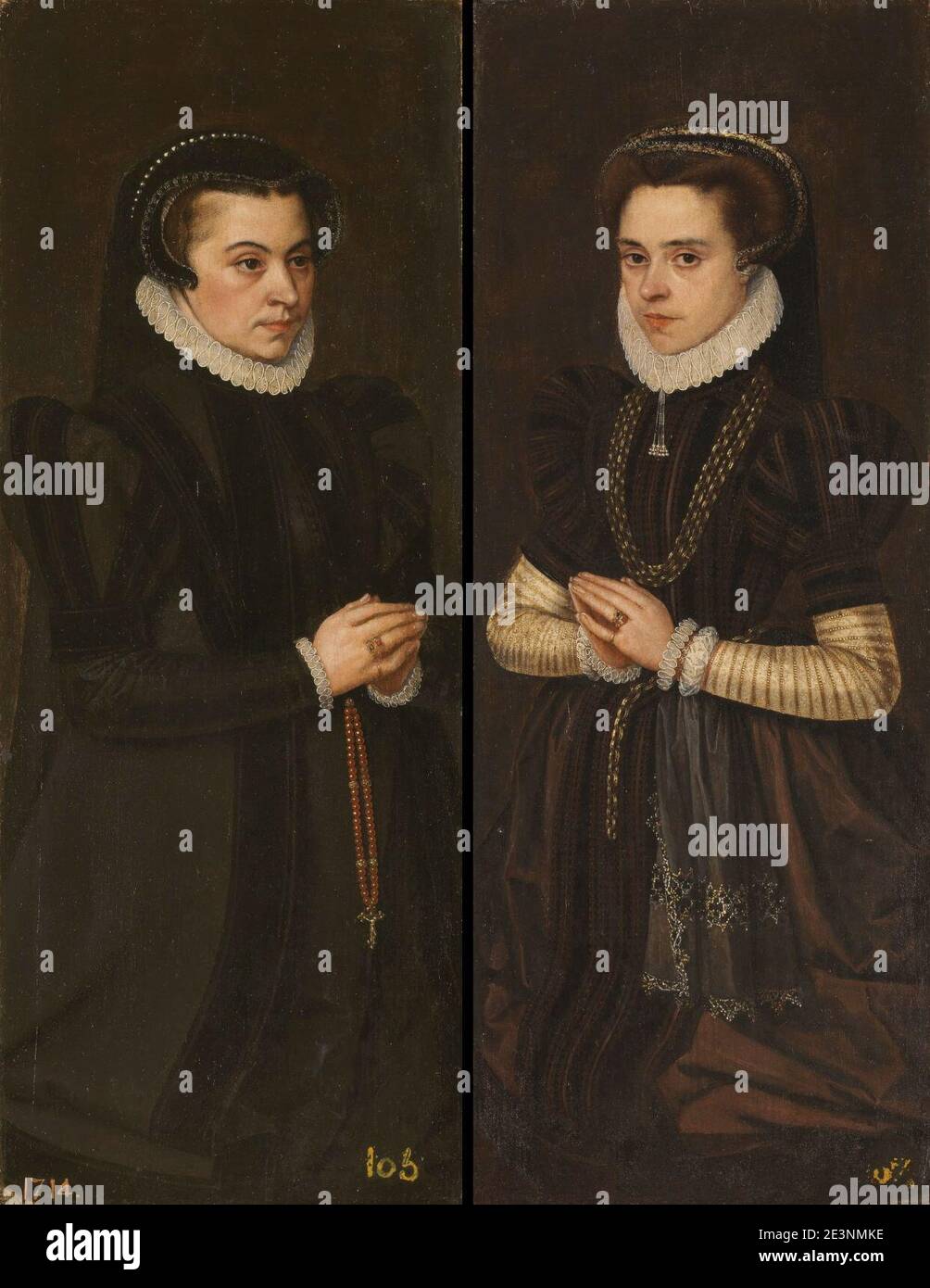 Margarita de Parma y María de Portugal, esposa de Alejandro Farnesio