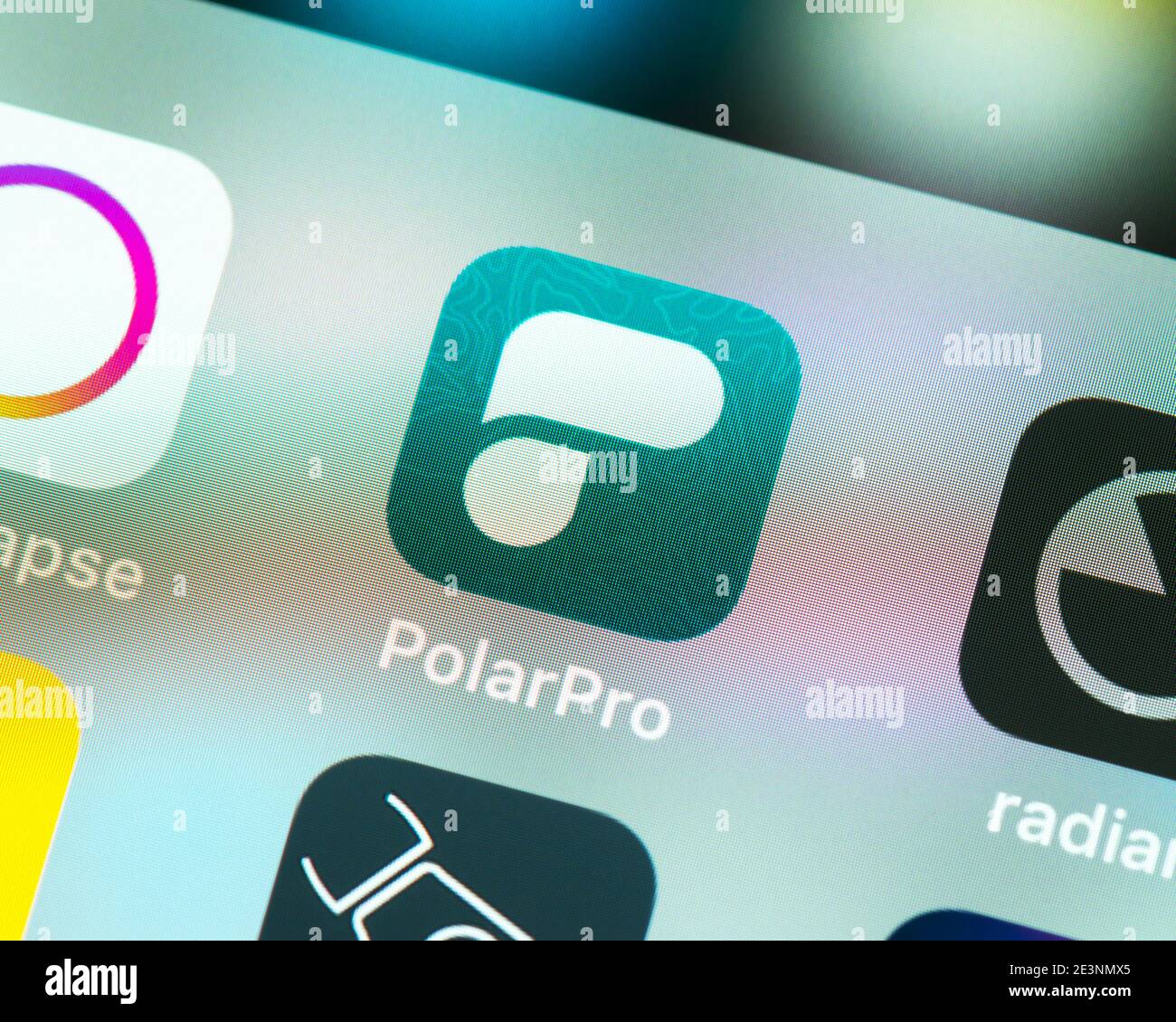 PolarPro App-Symbol auf dem Apple iPhone-Bildschirm. Ein Foto- und  Videowerkzeug zur Berechnung des ND-Filters für die gewünschte  Verschlusszeit. Die App wurde eingestellt Stockfotografie - Alamy