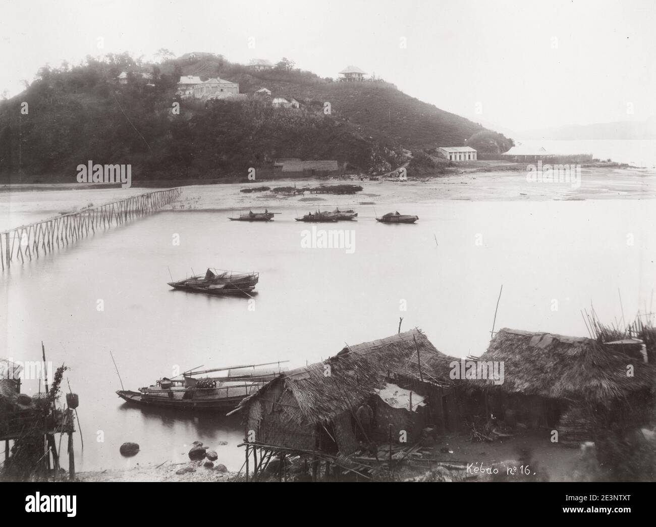 Vintage 19. Jahrhundert Foto: Insel Kebao, Ke-bao Port Wallut, Französisch Indochina (Vietnam) Stockfoto
