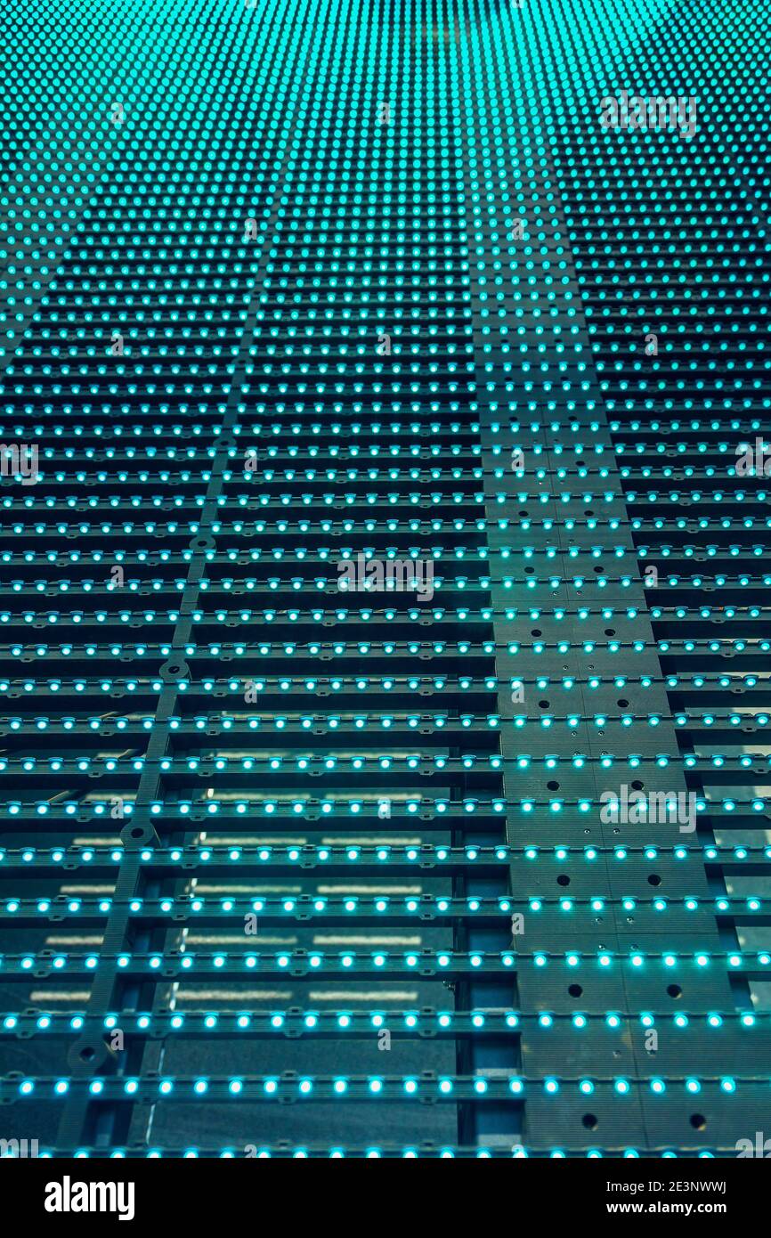 LED Outdoor Media Fassade, Digital Signage Bildschirm. Außenfassade Licht, Wand LED Pixel Licht, Architektur Medien Lichter Stockfoto