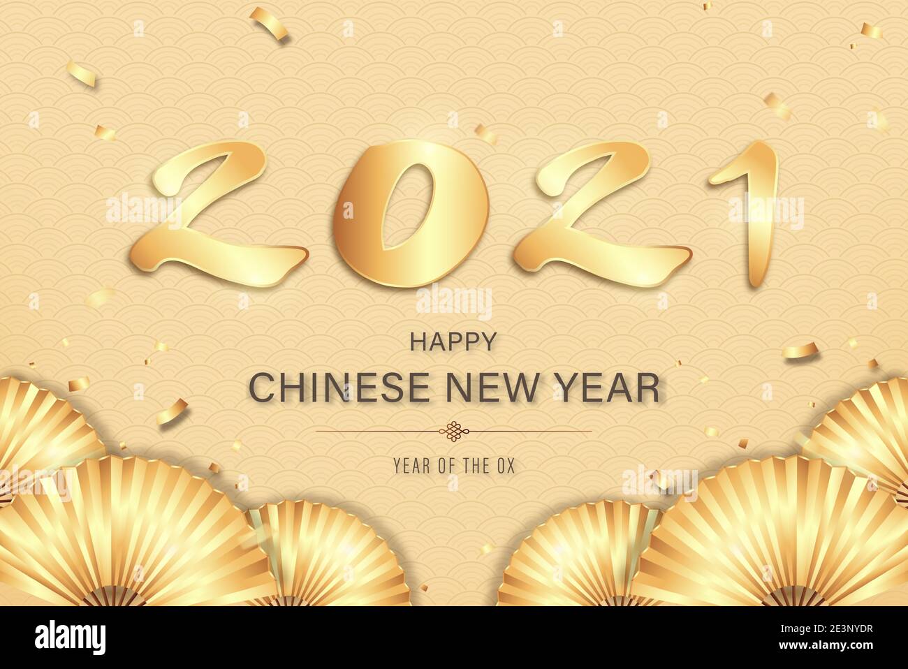 Frohes chinesisches neues Jahr 2021 Jahr der Ochse, orientalischen Stil golden Thema Vektor Grafik Stock Vektor