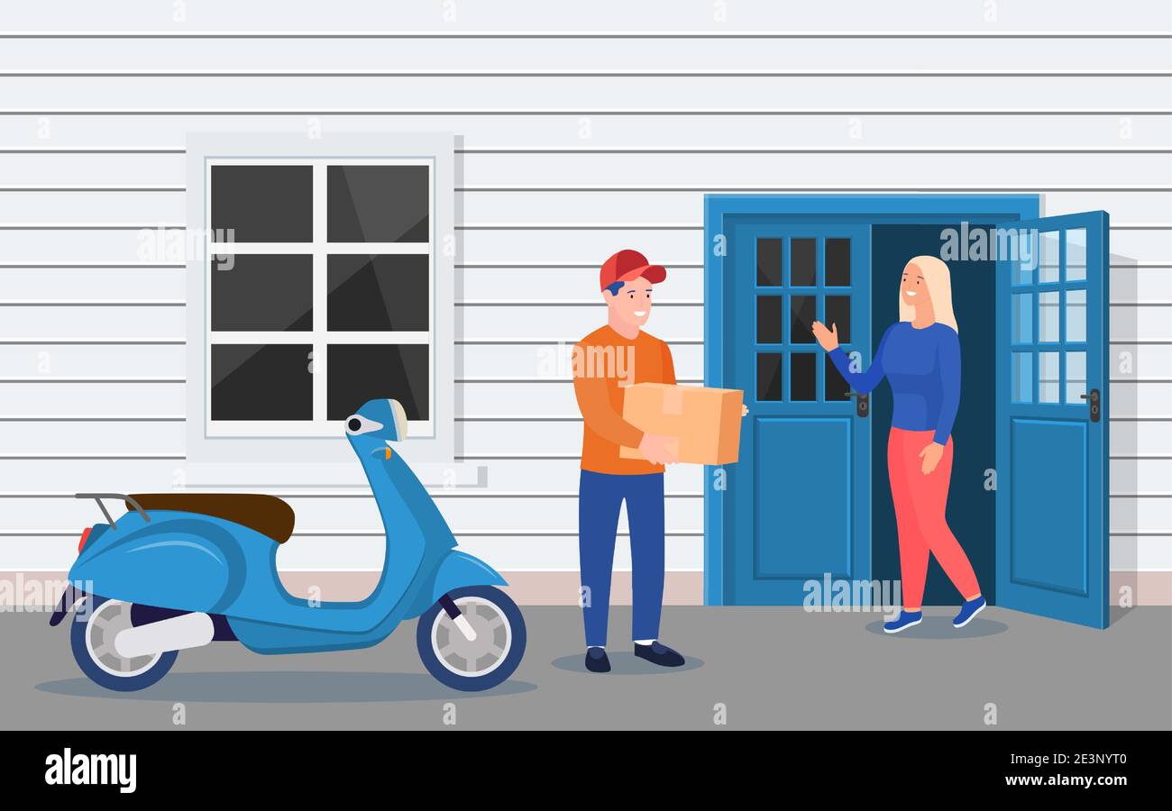 Mann hinterließ Pappkartons mit Waren Stock Vektor