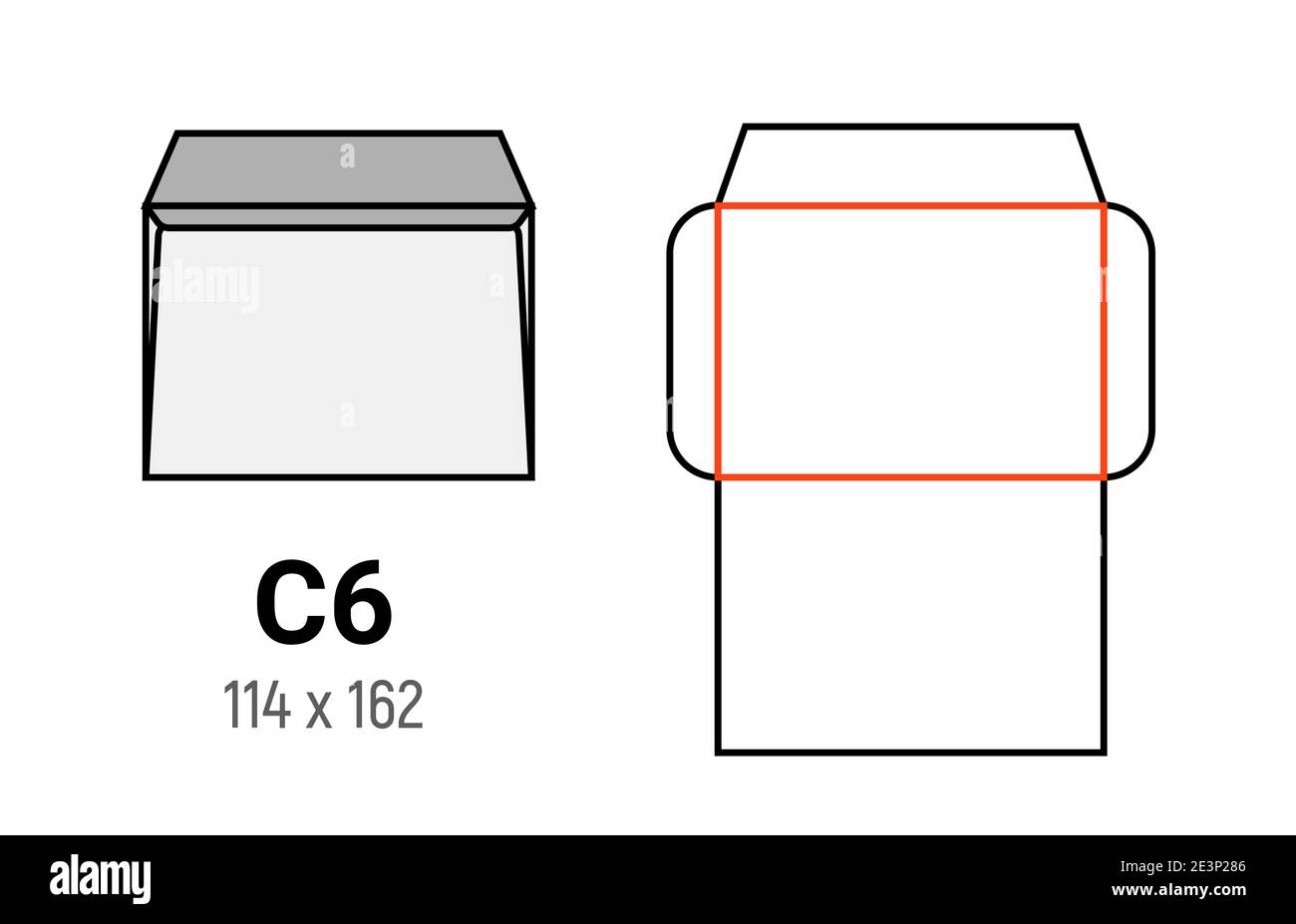 C6 Umschlag Mockup a6 weiße Schablone Zuschnitt Größe Stock Vektor