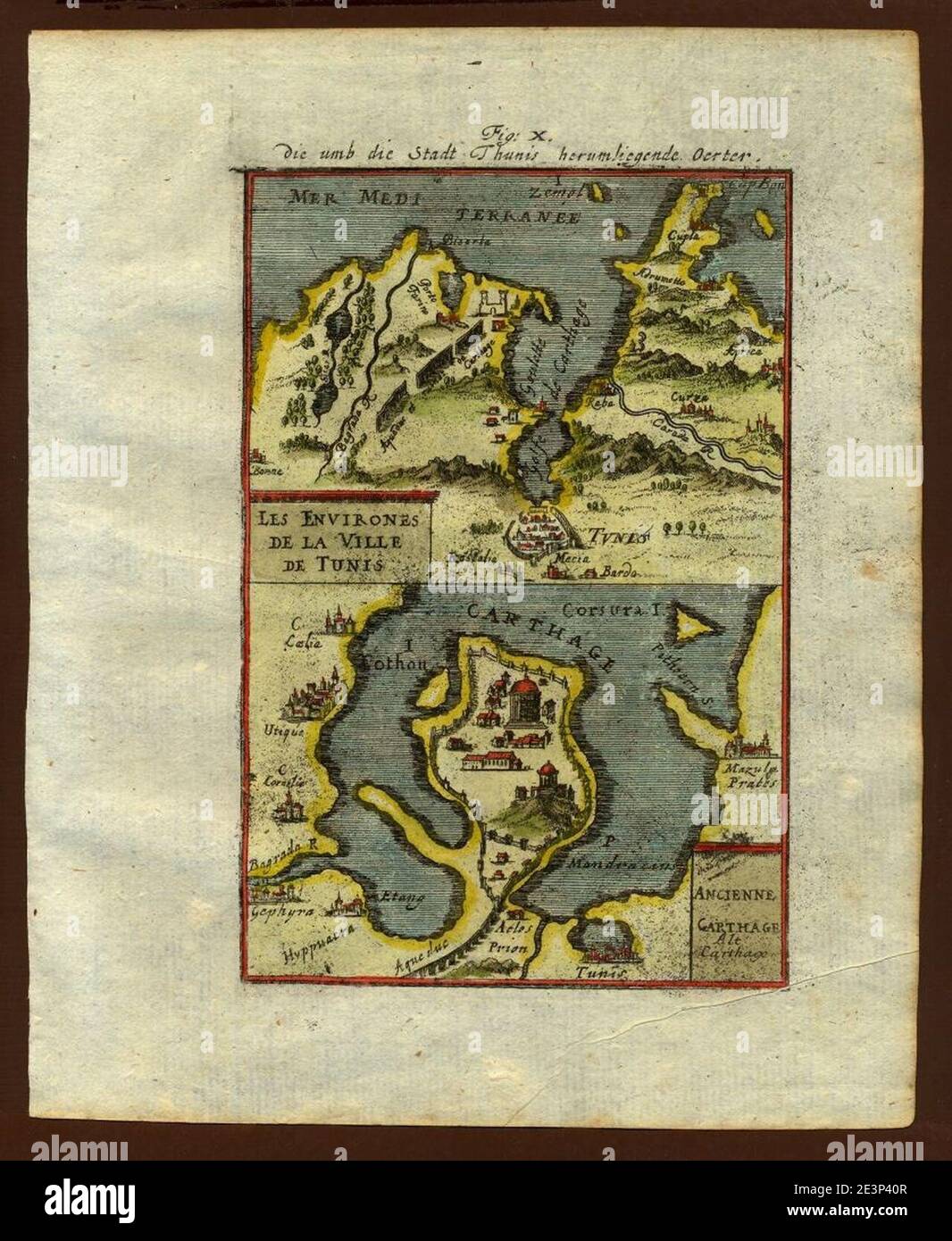 Karte von Tunis und Karthago, 1719. Stockfoto