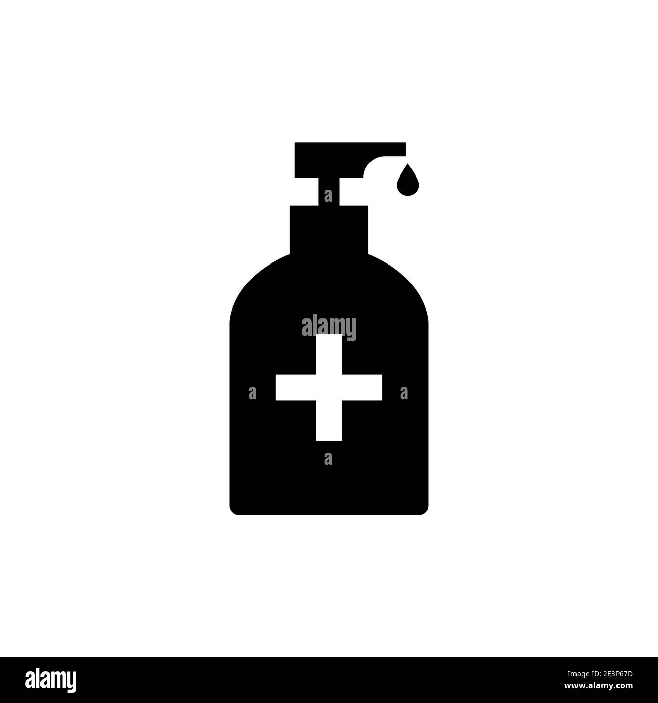 Alkohol Händedesinfektion Seife Symbol. Coronavirus Handgel desinfizieren Flasche Alkohol Desinfektionsmittel Stock Vektor