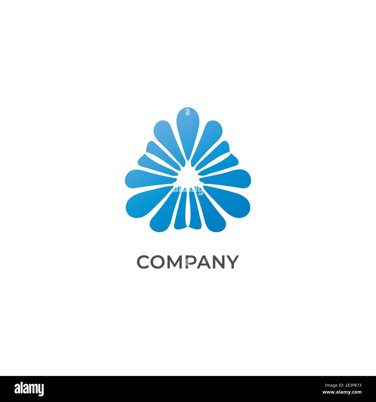 Abstrakte Wasser Blume Logo Design-Vorlage isoliert auf weißem Hintergrund. Docrative Wirbel mit hellblauer Farbe. Stock Vektor