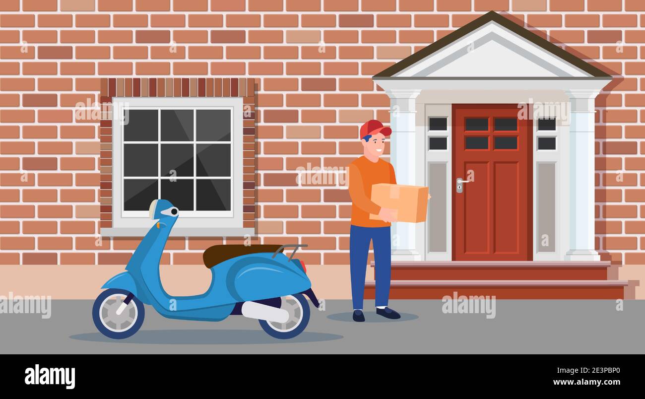 Mann hinterließ Pappkartons mit Waren Stock Vektor