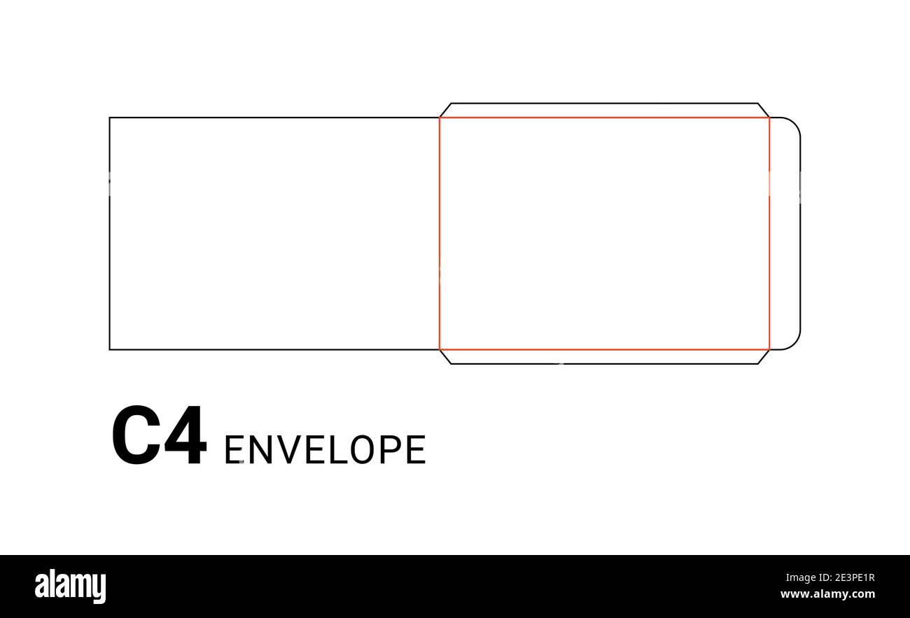 C4 Umschlag Mockup a4 weiß Vorlage Zuschnitt Größe Stock Vektor