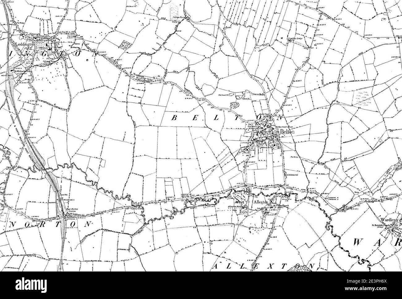 Karte von Rutland OS Kartenname 012-NE, Ordnance Survey, 1884-1891. Stockfoto