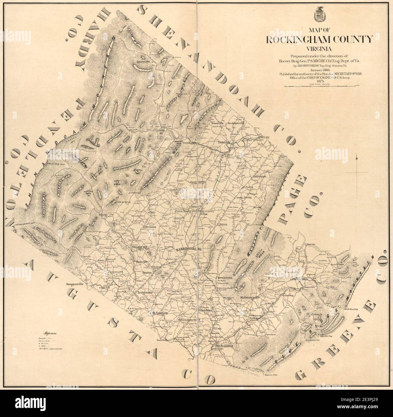 Karte von Rockingham County, Virginia Stockfoto