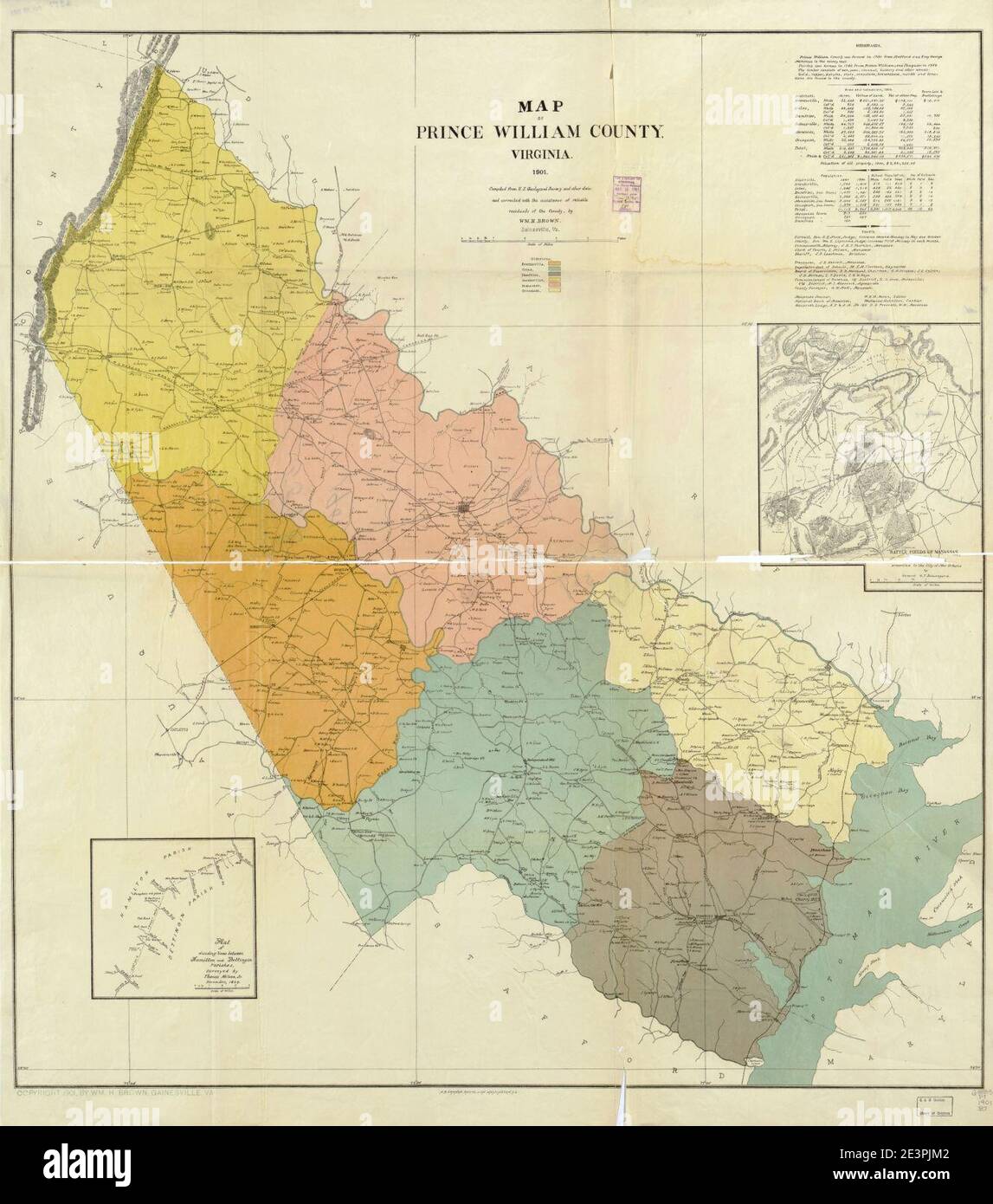 Karte von Prince William County, Virginia - zusammengestellt aus U.S. Geological Survey und anderen Daten und korrigiert mit Hilfe von zuverlässigen Bewohner der Grafschaft Stockfoto