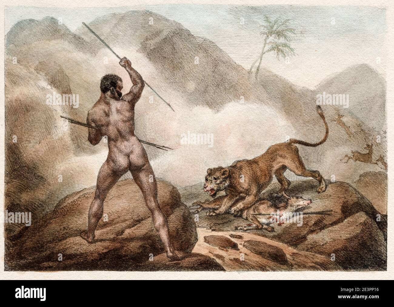 Horace Vernet, African Hunter, Lithographie, 1818 Stockfoto