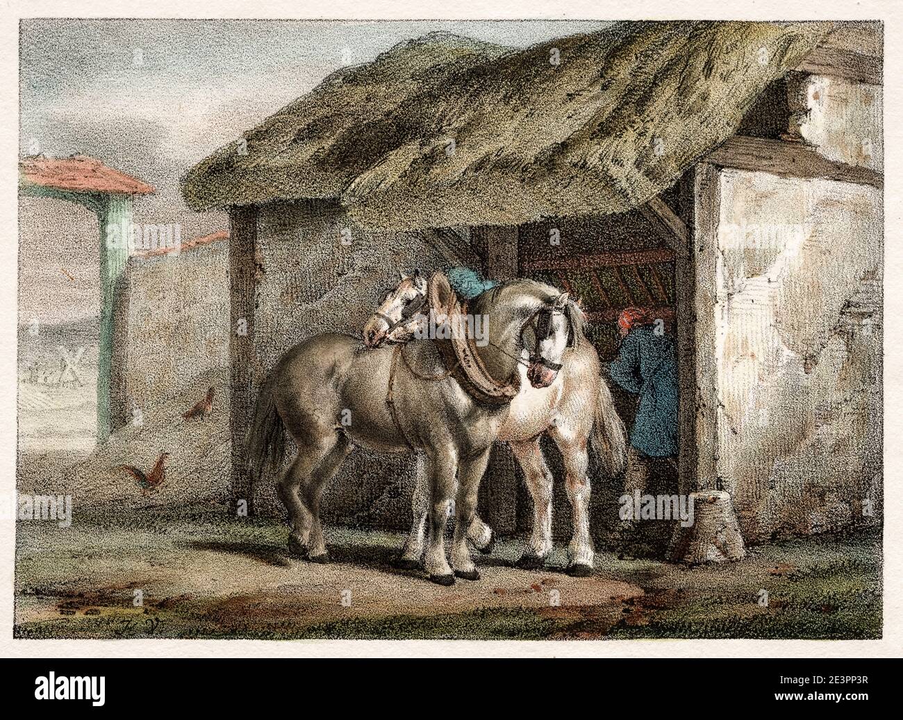 Horace Vernet, Farm Horse, Lithographie, vor 1863 Stockfoto