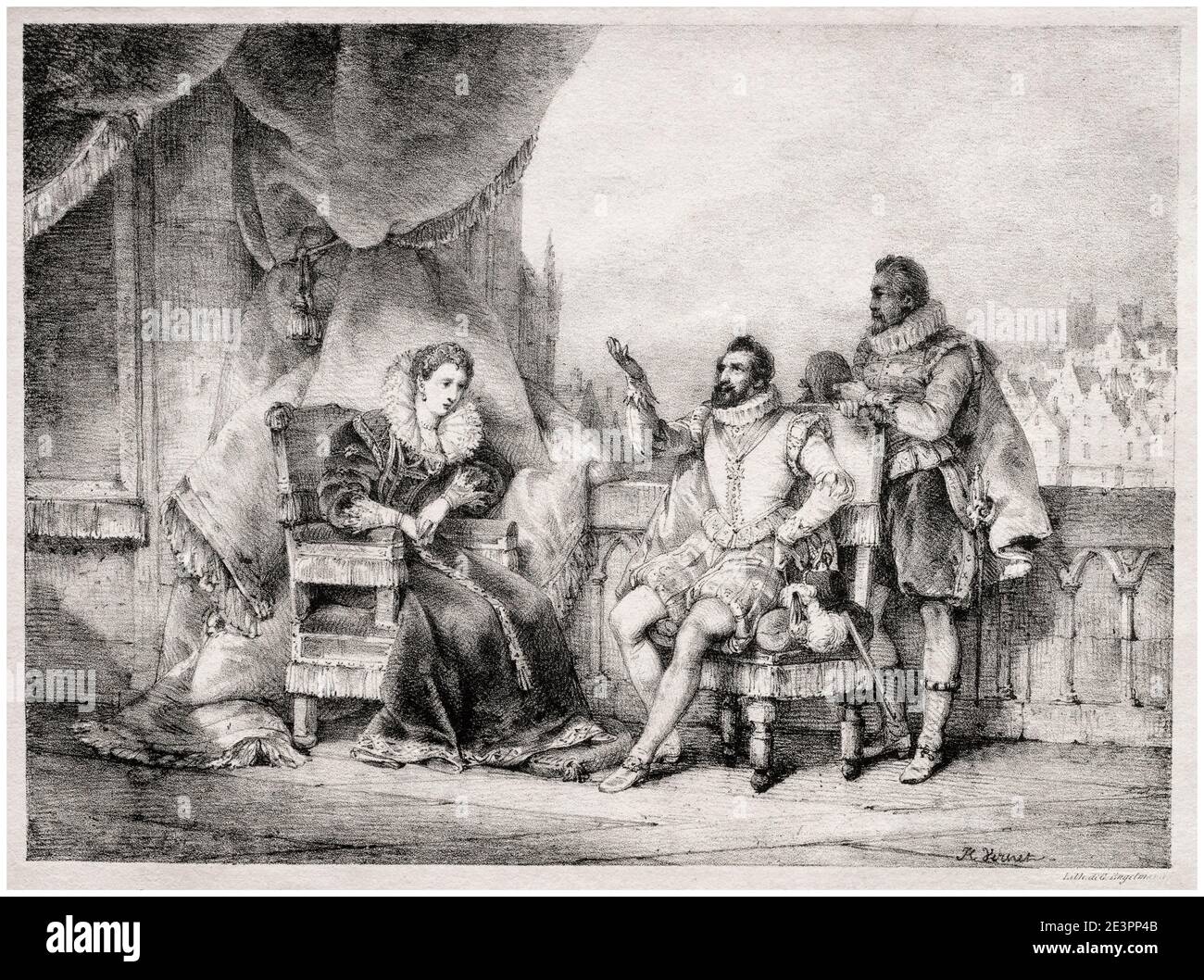 Marie de Medici (1575-1642) und Heinrich IV. Von Frankreich (1553-1610), Lithografie von Horace Vernet, vor 1863 Stockfoto