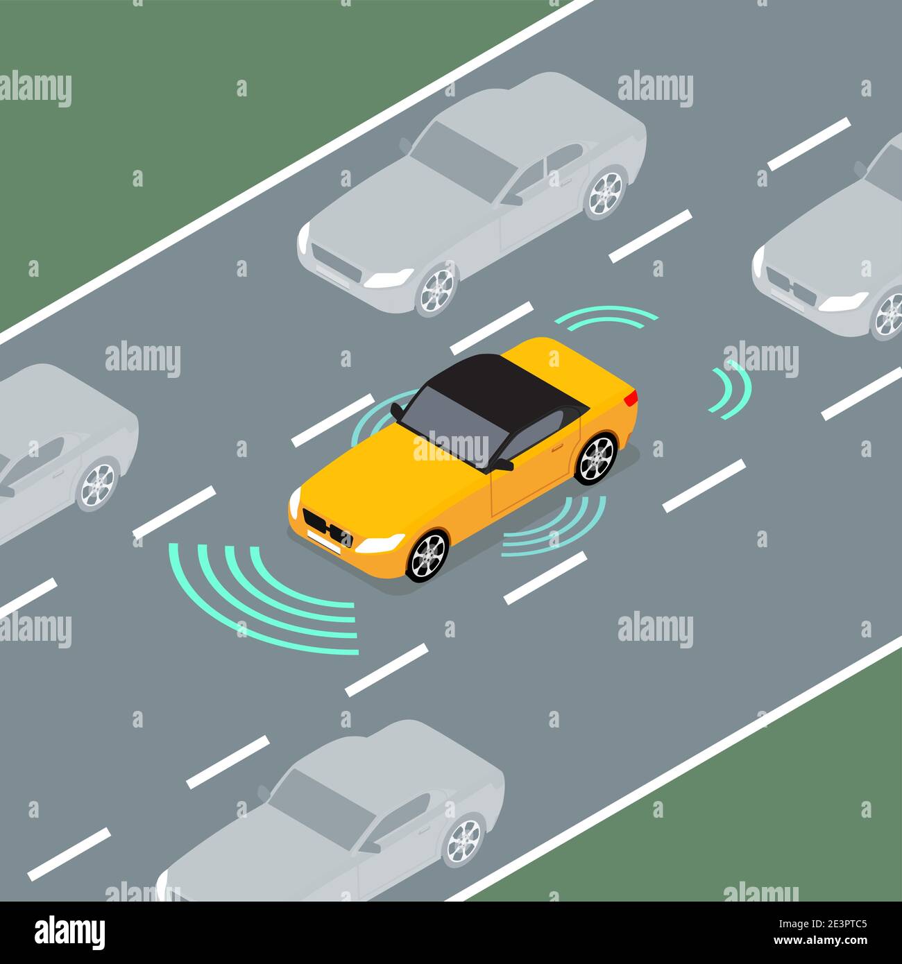 Sensor für autonomes Auto-Icon-Antrieb. Digitales autonomes Fahrzeug ...