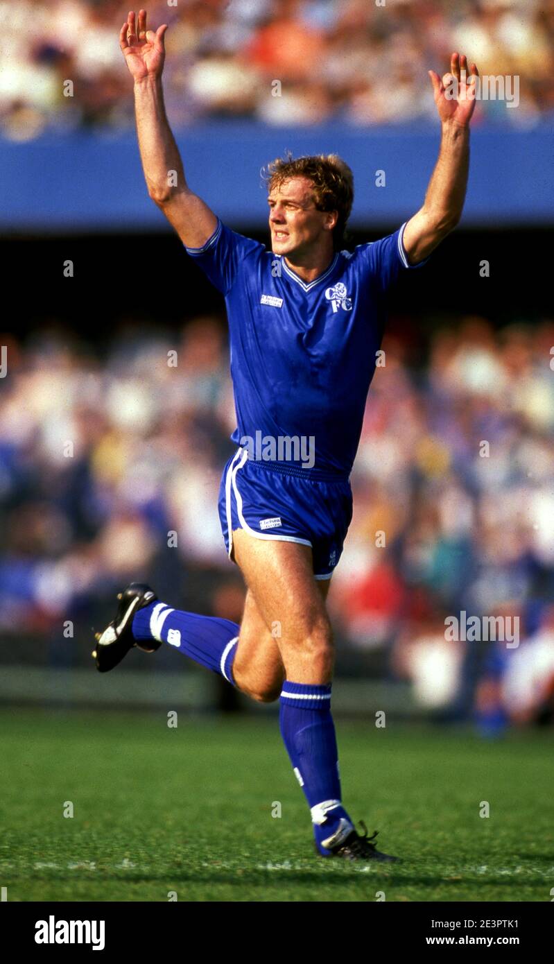 Kerry Dixon vom FC Chelsea an der Stamford Bridge im Jahr 1987 Foto von Tony Henshaw Stockfoto