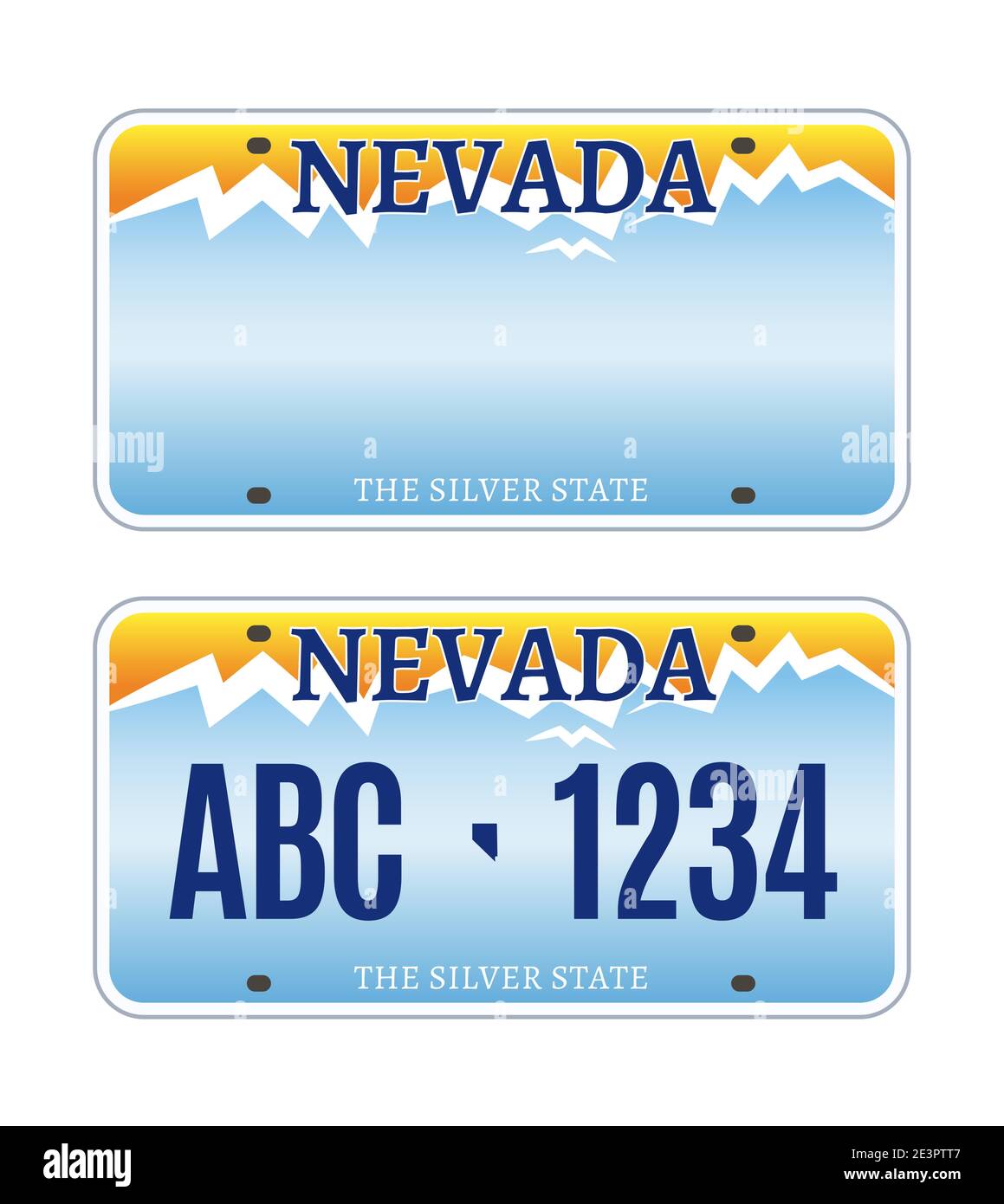 American Nevada Kfz-Kennzeichen Vektor-Registrierung. Kfz-Führerschein Fahrzeug nevada Staat Kennzeichen Design Stock Vektor