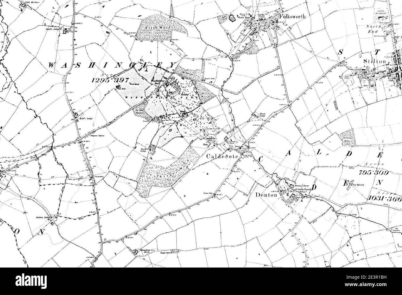 Karte von Huntingdonshire OS Kartenname 009-NW, Ordnance Survey, 1889-1892. Stockfoto