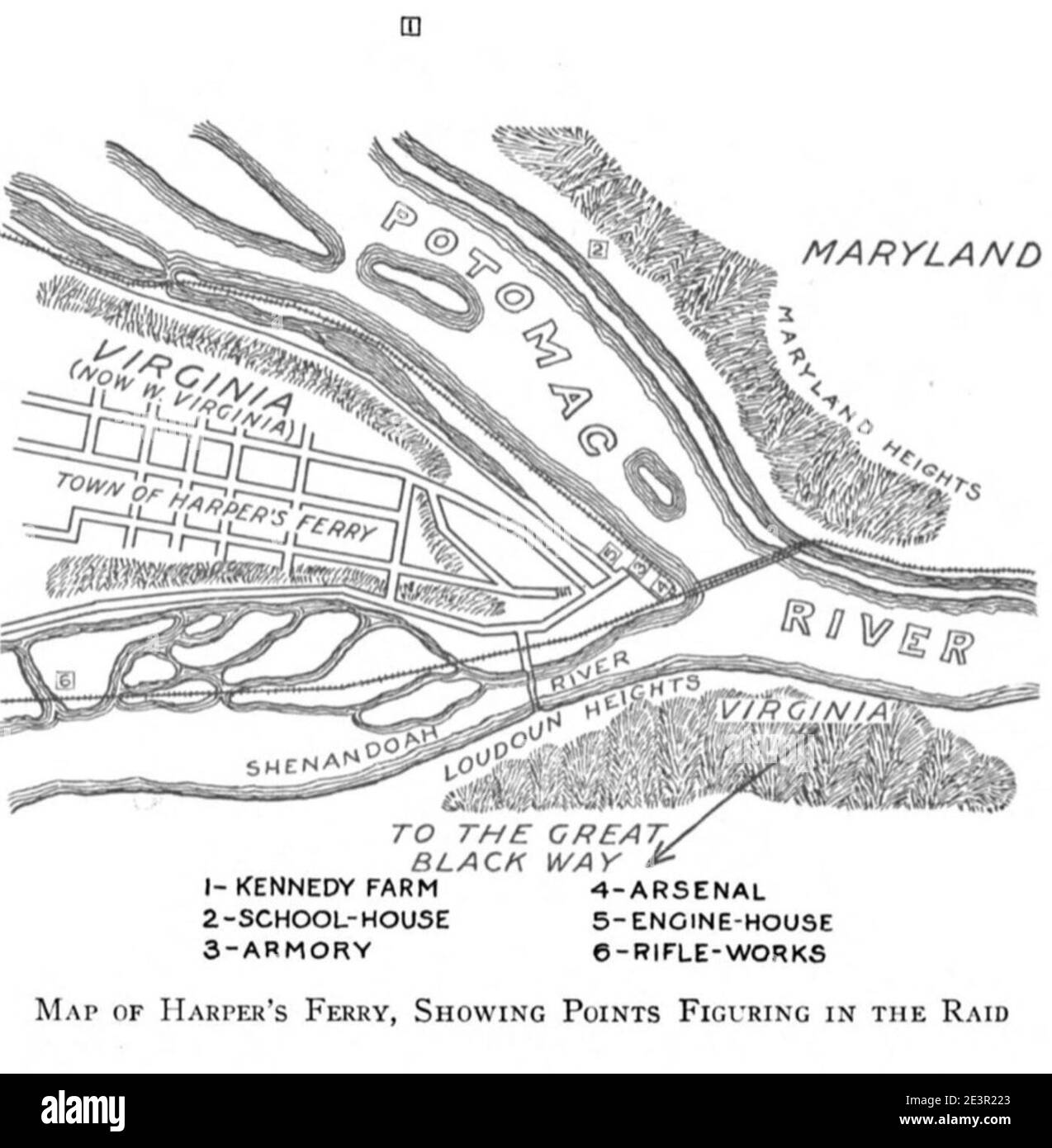Karte von Harpers Ferry Stockfotografie Alamy