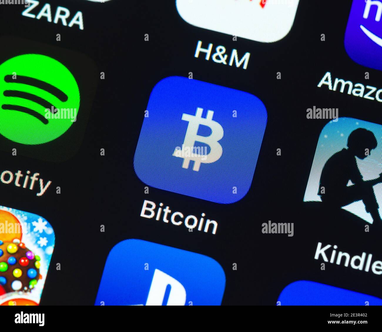 Bitcoin Wallet App-Symbol auf dem Apple iPhone-Bildschirm. Bitcoin Wallet ist eine Kryptowährungs-Trading-App. Stockfoto