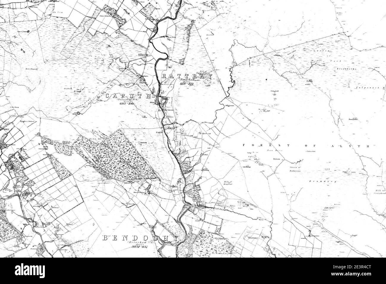 Karte von Forfarshire Blatt 029, Ordnance Survey, 1865-1869. Stockfoto