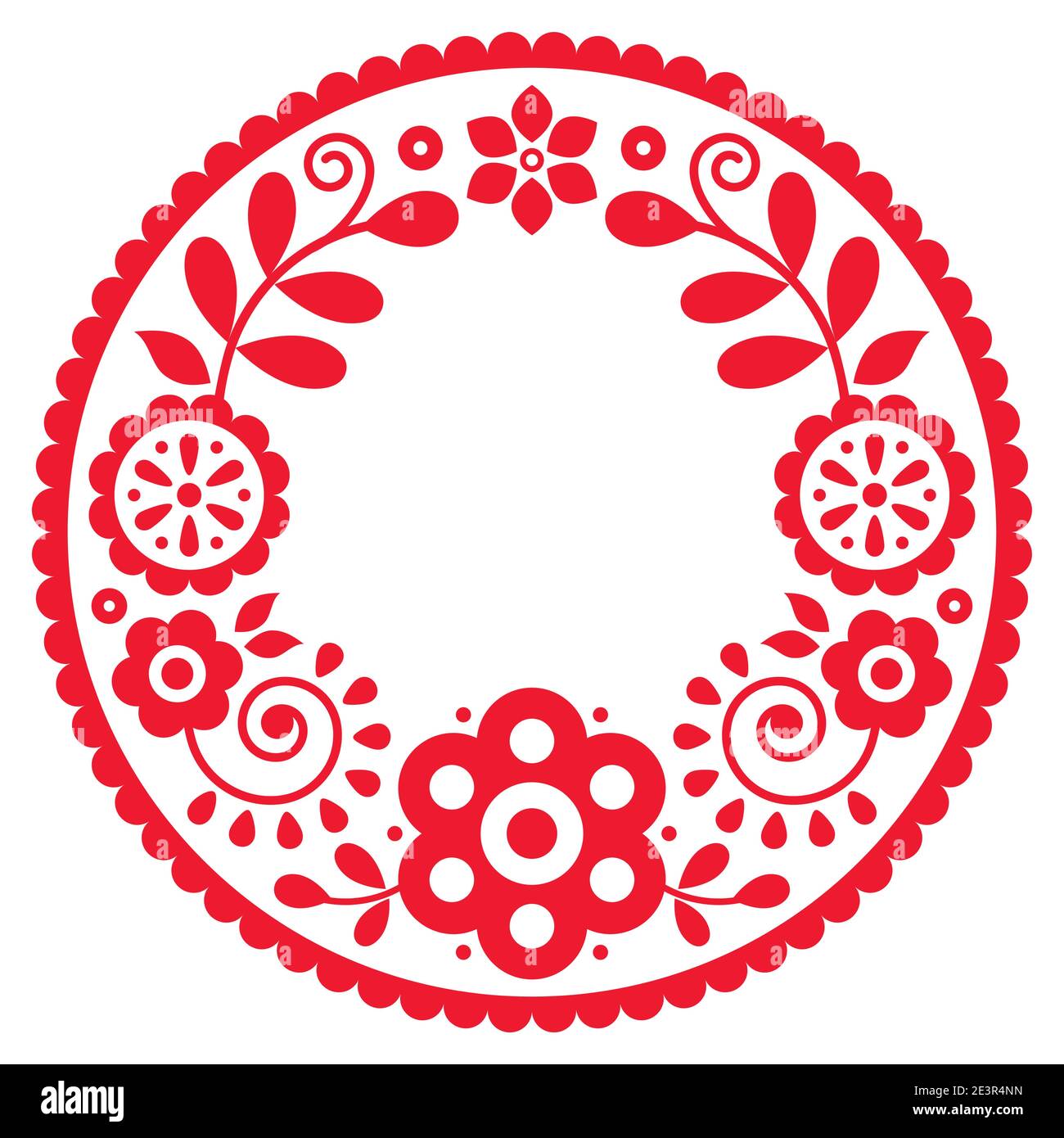 Polnischer Blumenvektor Volkskunst Mandala mit Rahmen Muster inspiriert Durch Retro-Stickerei Lachy Sadeckie - Bohemian Muster Stock Vektor