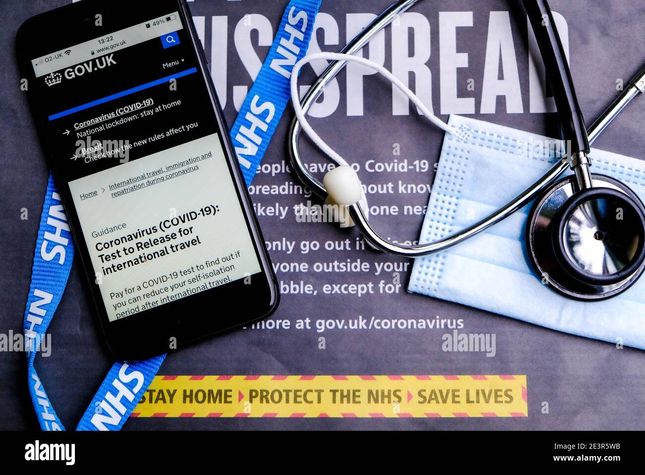 London, Großbritannien, Januar 20 2021, Regierungsberatung für Coronavirus Covid-19-Tests vor der internationalen Reise Stockfoto