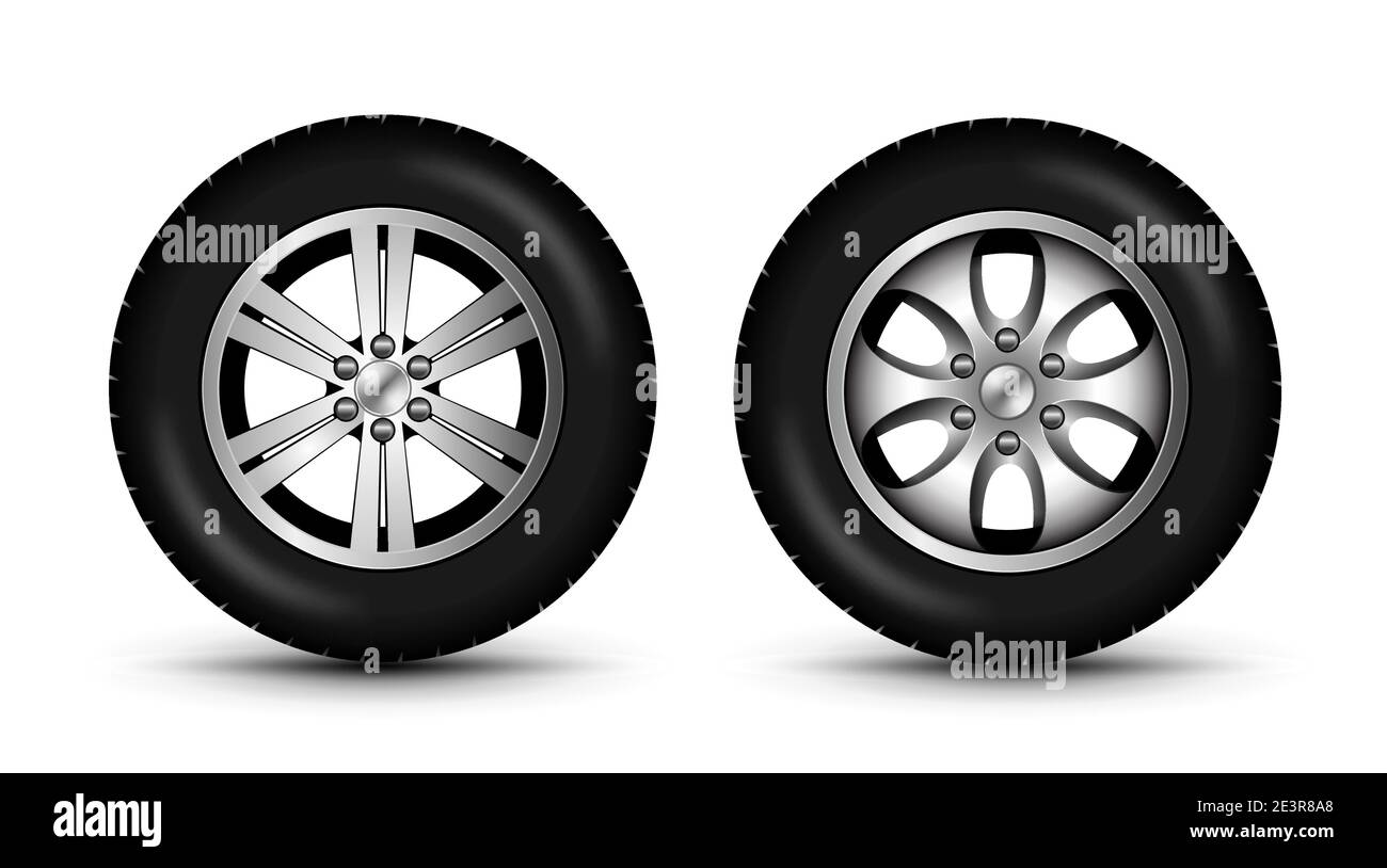 Autoreifen 4x4 Seitenansicht. Auto Traktor Reifen Vektor isolierte Abbildung Stock Vektor