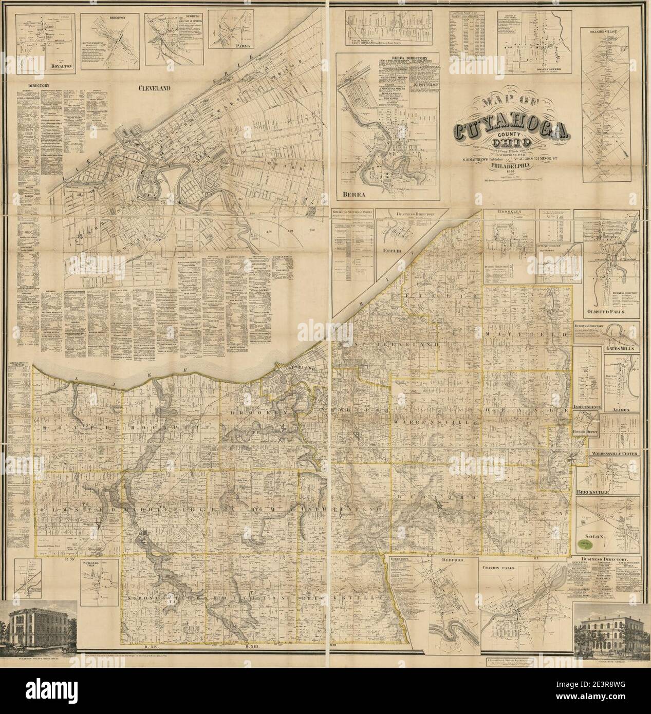 Karte von Cuyahoga County, Ohio Stockfoto