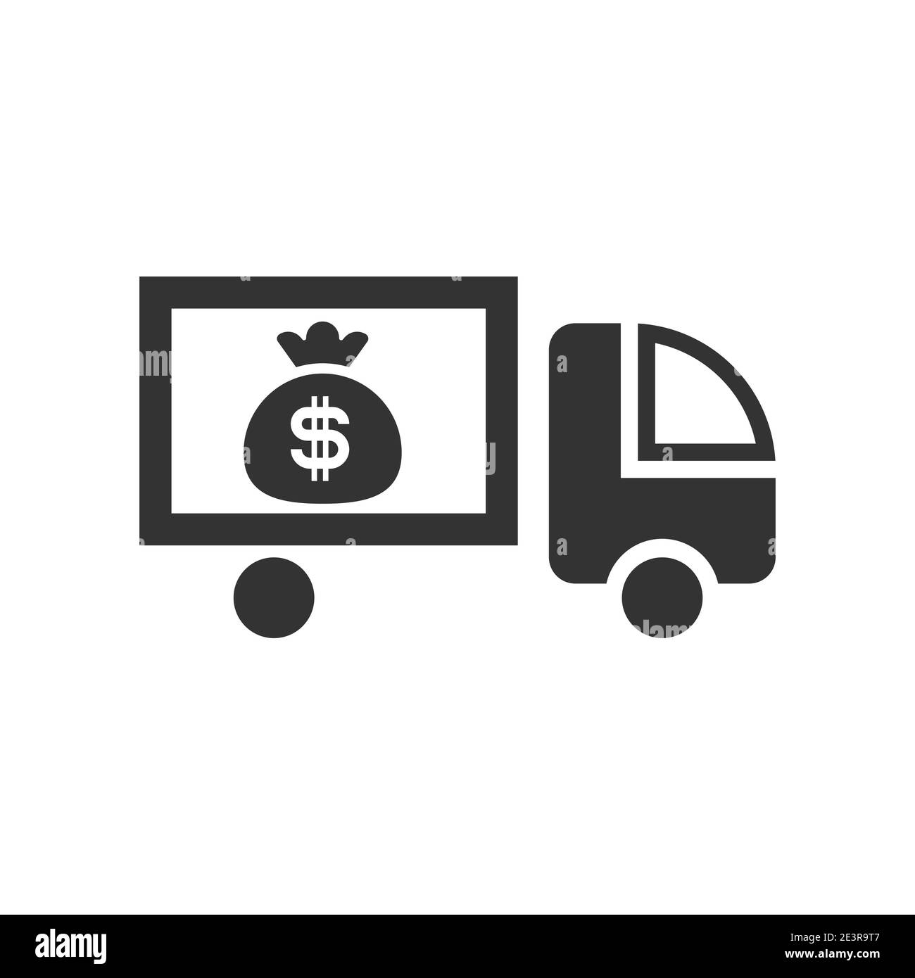 Symbol einer Geldautomat mit einer Tasche von Dollar. Ein Auto für den Transport von Geld. Stock Vektor