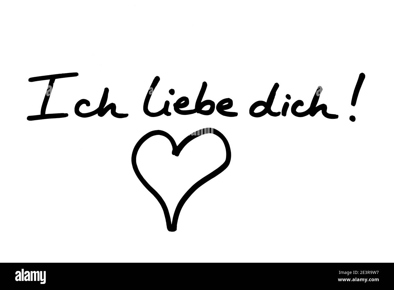Ich liebe dich! das heißt, ich liebe dich, in deutscher Sprache, mit einer Herzillustration