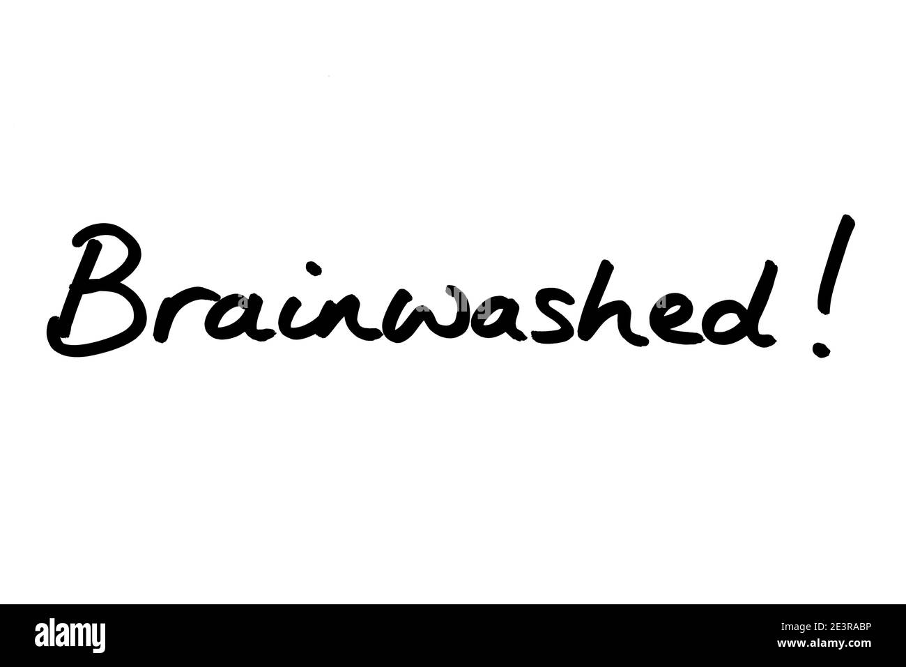 Gehirnwäsche! Handgeschrieben auf weißem Hintergrund. Stockfoto