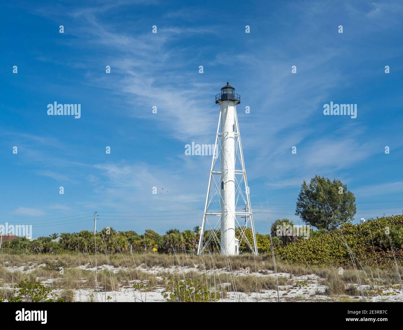 Historisches Gasparilla Island Licht oder Range Light im Gasparilla Island State Park am Golf von Mexiko im Südwesten von Florida in den Vereinigten Staaten Stockfoto