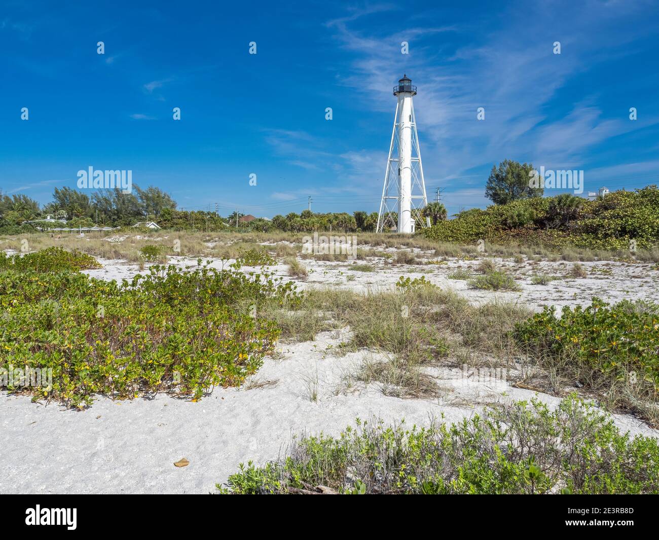 Historisches Gasparilla Island Licht oder Range Light im Gasparilla Island State Park am Golf von Mexiko im Südwesten von Florida in den Vereinigten Staaten Stockfoto