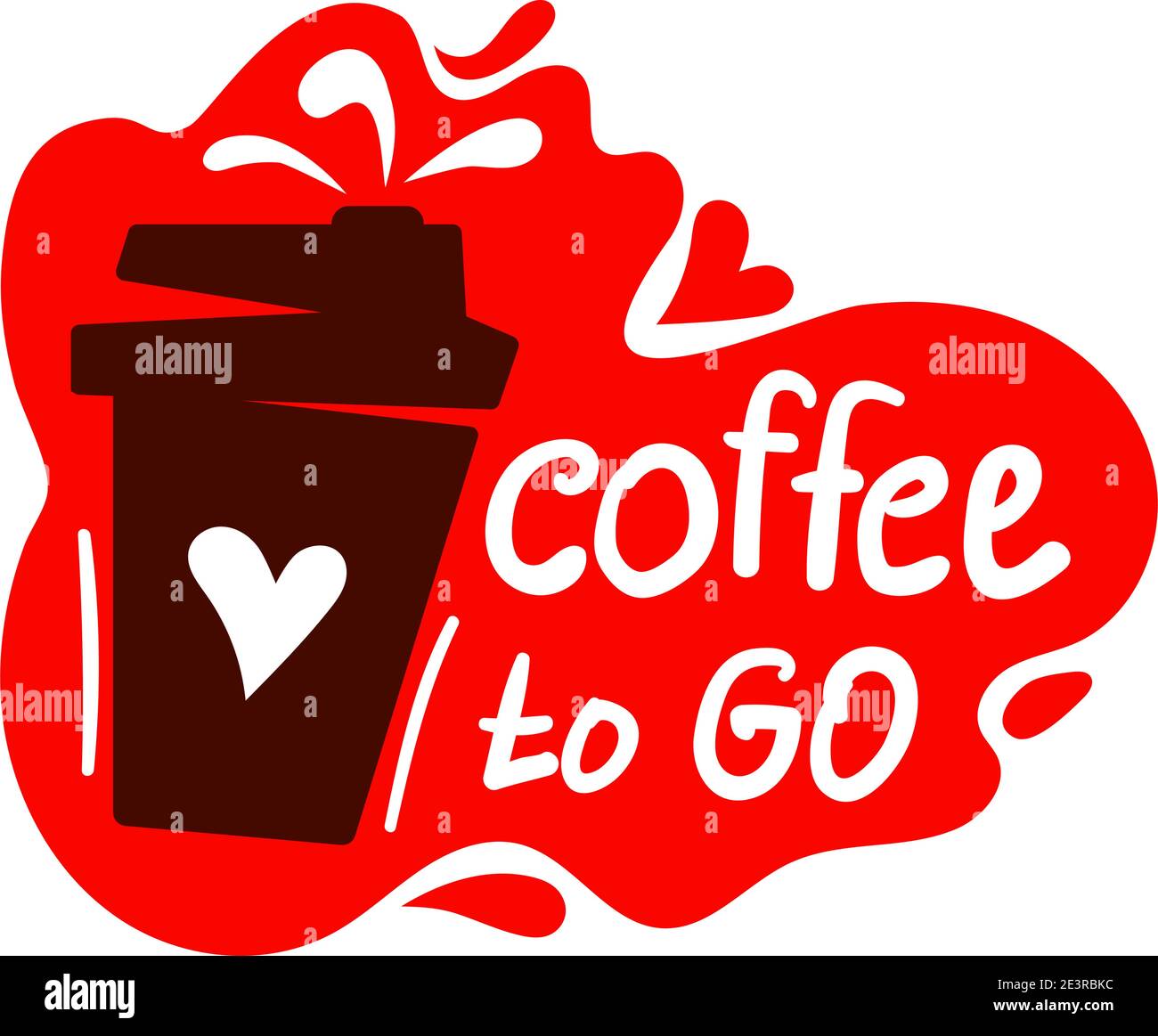 Logo für Kaffeetassen. Kaffee Tassen Farbe Banner auf weißem Hintergrund mit Text - Kaffee zu gehen. Stock Vektor