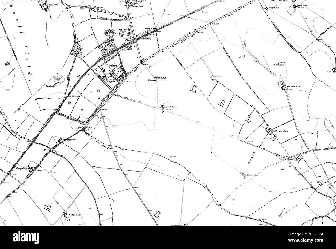Karte von Cambridgeshire OS Kartenname 062-NE, Ordnance Survey, 1884-1892. Stockfoto