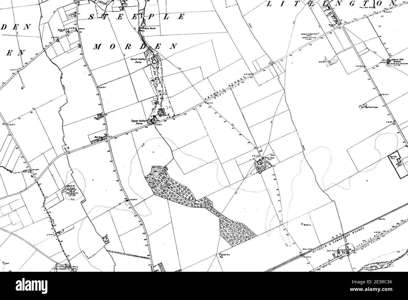 Karte von Cambridgeshire OS Kartenname 057-SE, Ordnance Survey, 1884-1892. Stockfoto