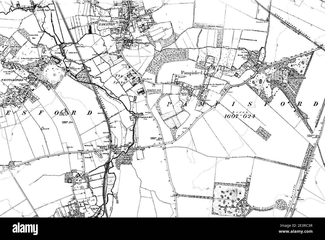 Karte von Cambridgeshire OS Kartenname 054-SE, Ordnance Survey, 1884-1892. Stockfoto